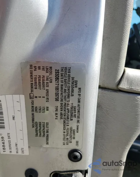 2008 Suzuki Xl7 из США, поврежденный, VIN 2S3DB217186109798